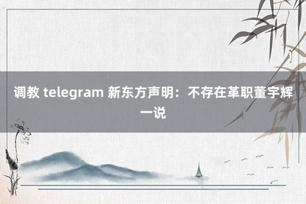 调教 telegram 新东方声明：不存在革职董宇辉一说