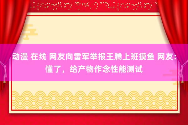 动漫 在线 网友向雷军举报王腾上班摸鱼 网友：懂了，给产物作念性能测试