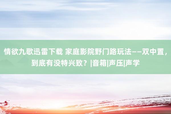 情欲九歌迅雷下载 家庭影院野门路玩法——双中置，到底有没特兴致？|音箱|声压|声学